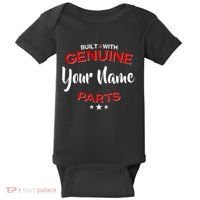 Personalize Built With Genuine Parts Custom Name Baby Bodysuit thumb 0