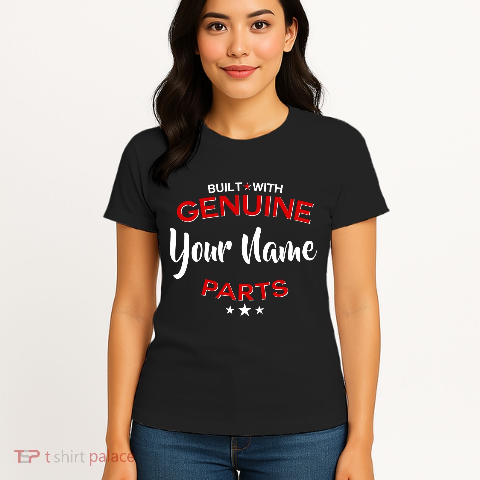 Personalize Built With Genuine Parts Custom Name Women's T-Shirt