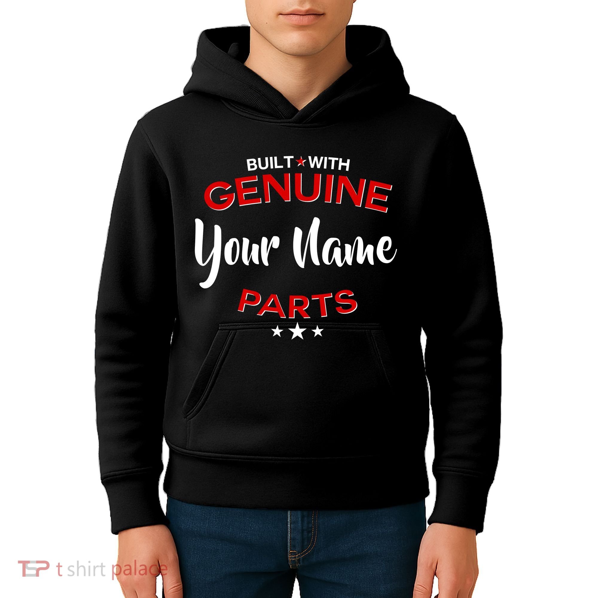 Personalize Built With Genuine Parts Custom Name Kids Hoodie