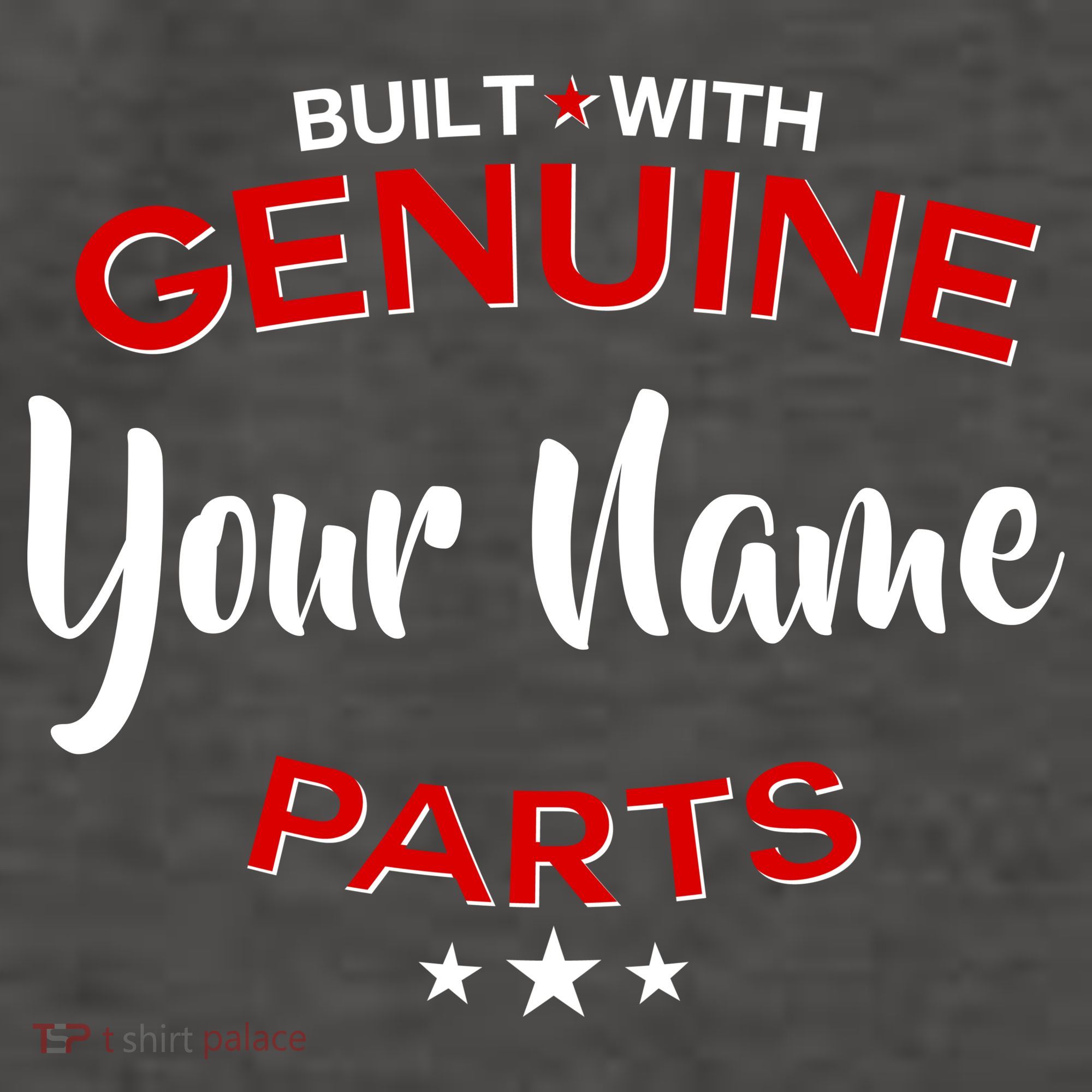 Personalize Built With Genuine Parts Custom Name Vector Backpack
