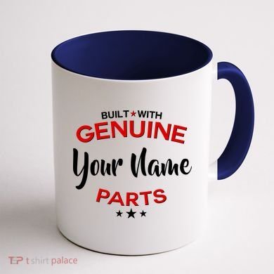 Personalize Built With Genuine Parts Custom Name Coffee Mug back