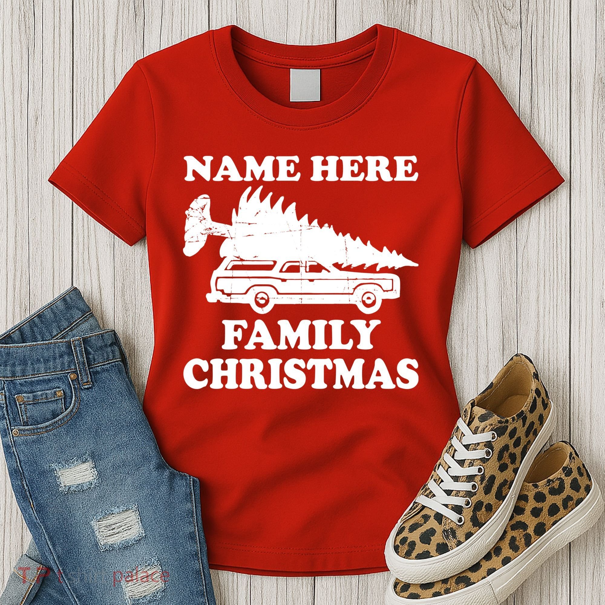 Personalize Family Christmas Custom Women's T-Shirt