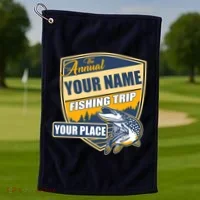 Personalize Fishing Trip Custom Golf Towel thumb 1