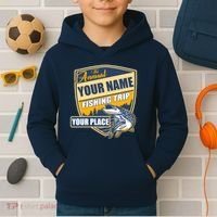 Personalize Fishing Trip Custom Kids Hoodie thumb 2
