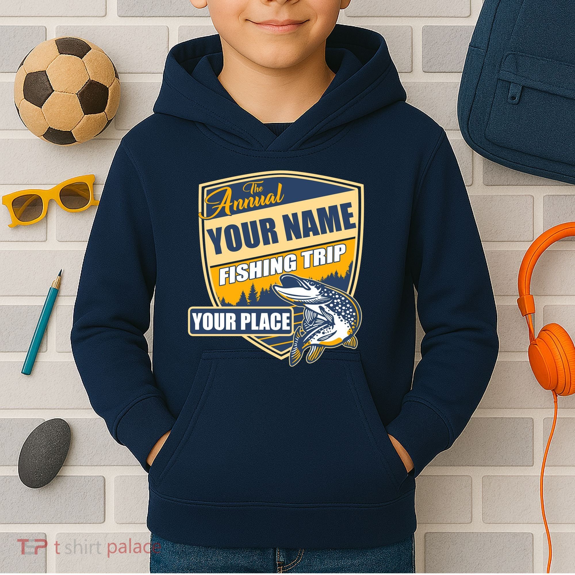 Personalize Fishing Trip Custom Kids Hoodie