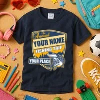 Personalize Fishing Trip Custom Kids T-Shirt thumb 3