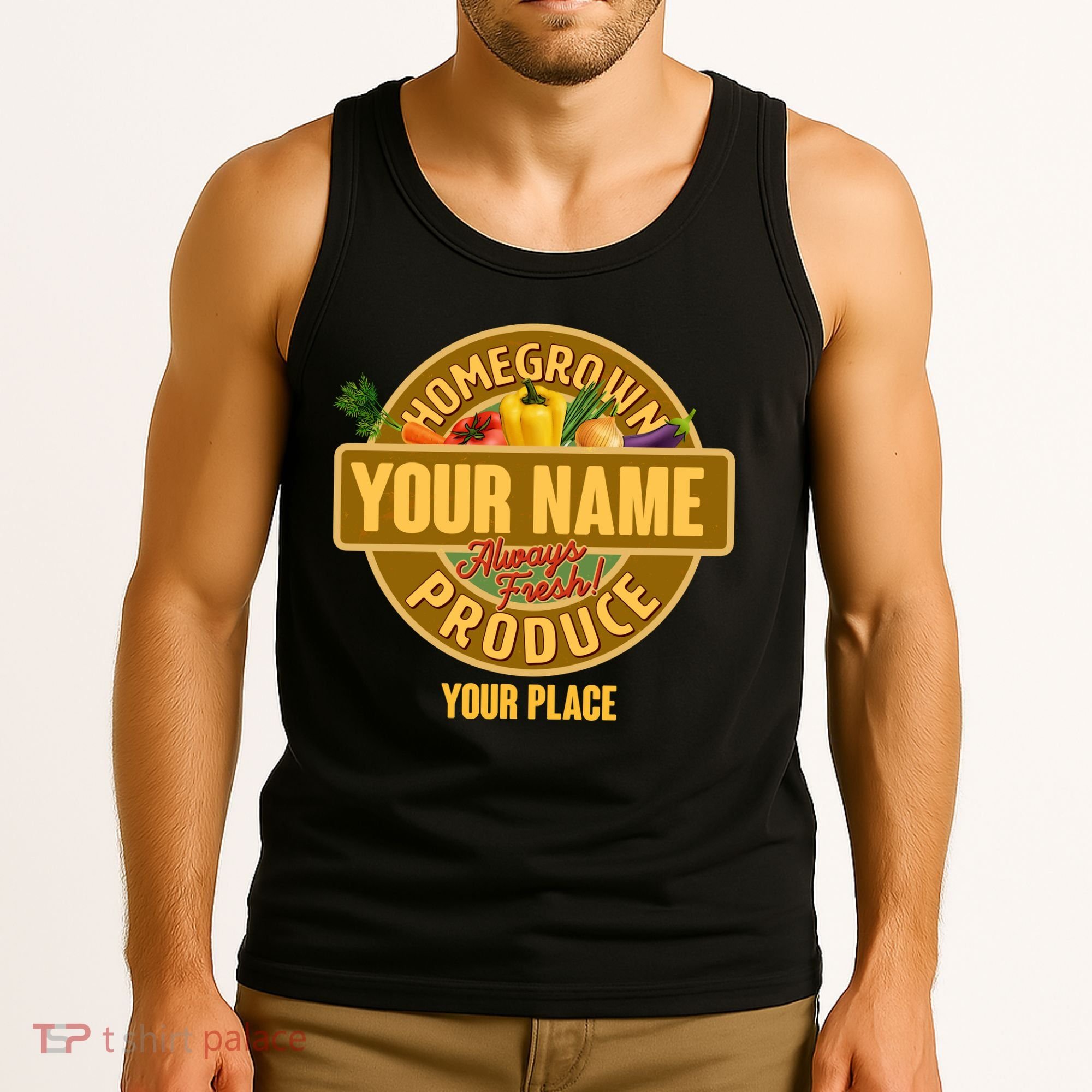 Personalize Home Homegrown Produce Custom Farmer Tank Top