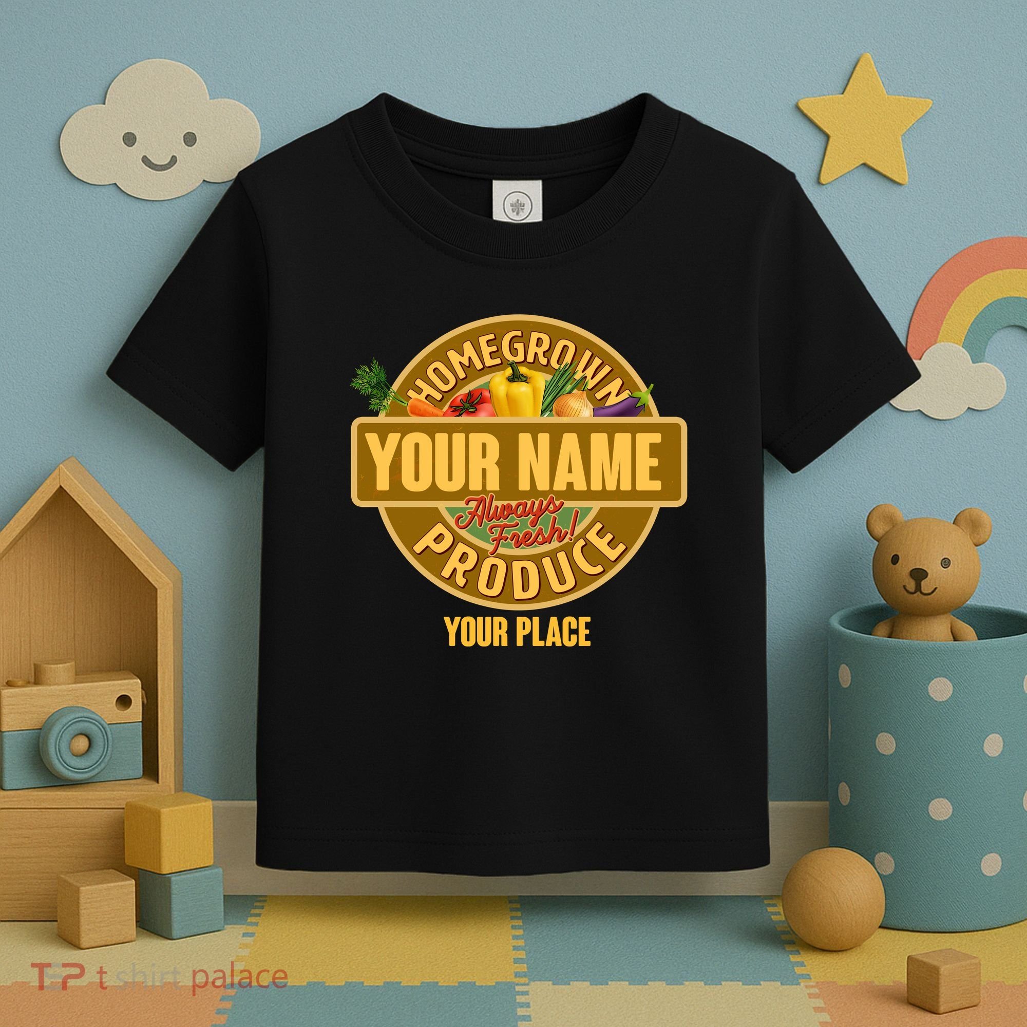 Personalize Home Homegrown Produce Custom Farmer Toddler T-Shirt
