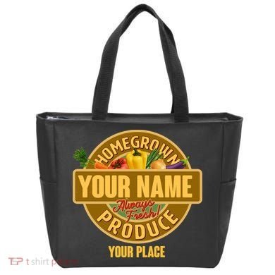 Personalize Home Homegrown Produce Custom Farmer Tote Bag