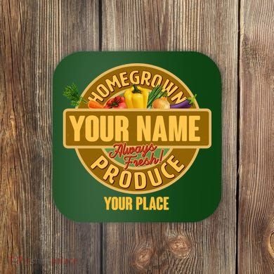 Personalize Home Homegrown Produce Custom Farmer Coaster