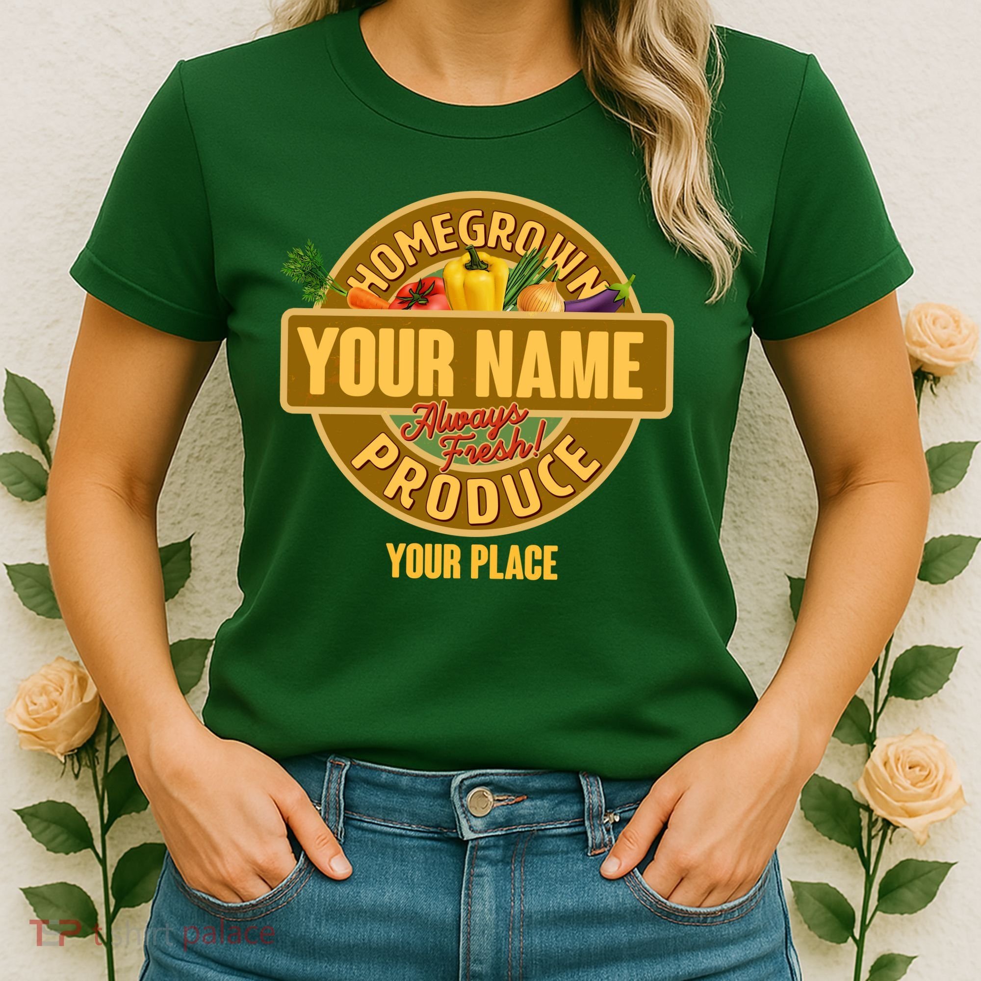 Personalize Home Homegrown Produce Custom Farmer Women's T-Shirt