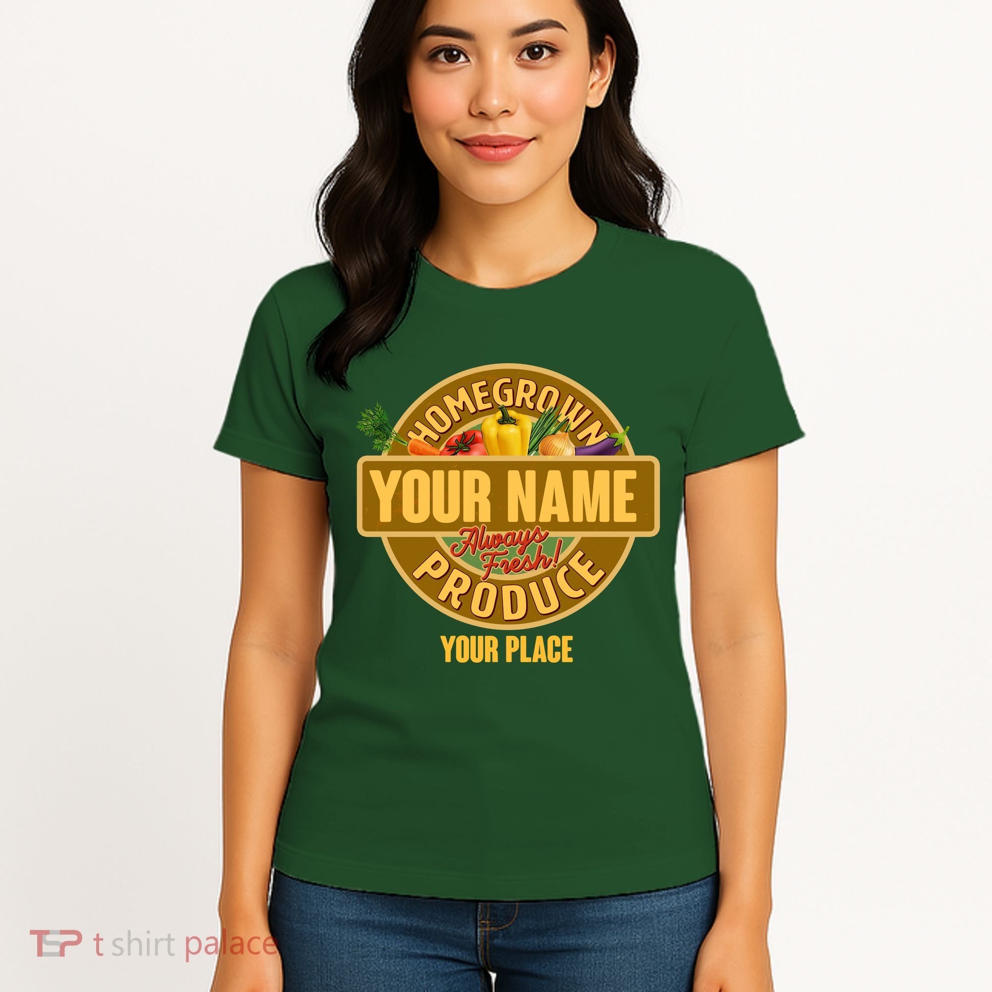 Personalize Home Homegrown Produce Custom Farmer Women's T-Shirt