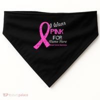 Personalize I Wear Pink For My Custom Breast Cancer USA-Made Doggie Bandana thumb 0