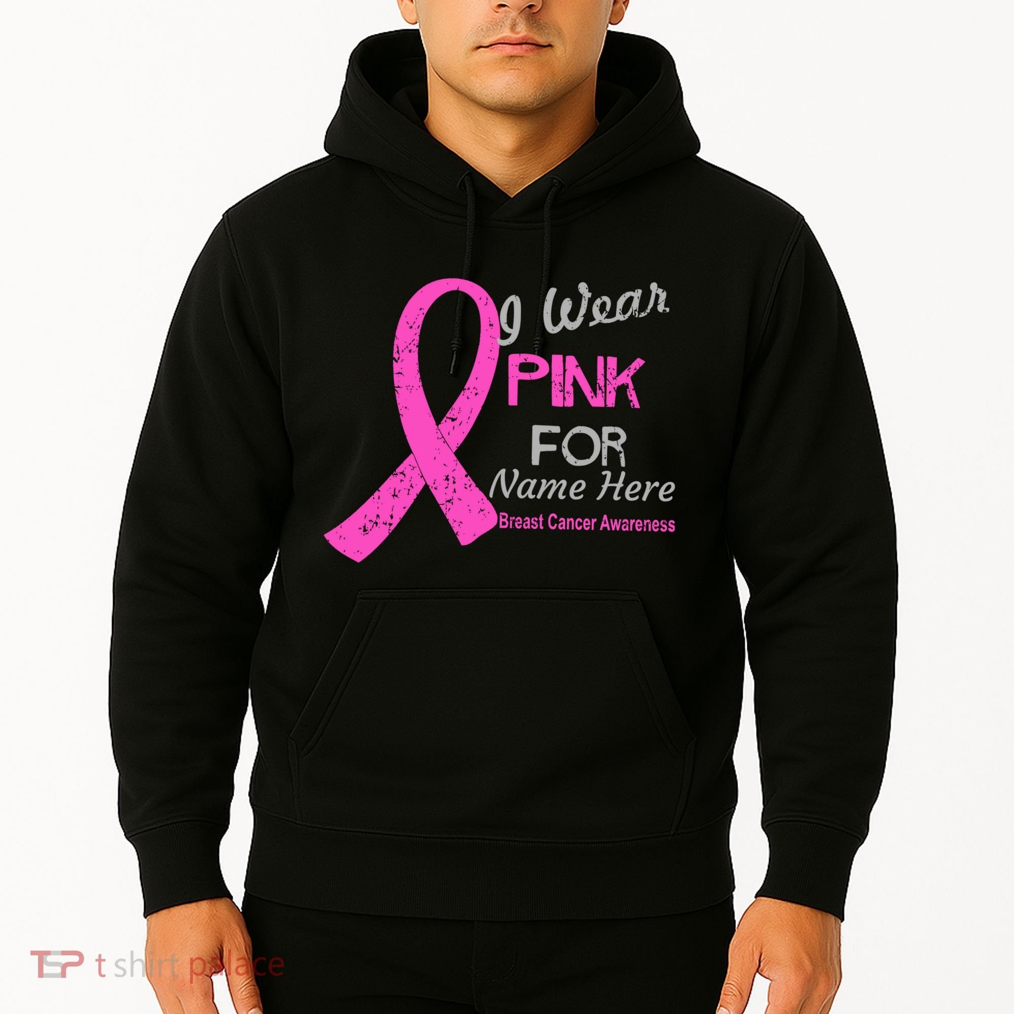 Personalize I Wear Pink For My Custom Breast Cancer Hoodie