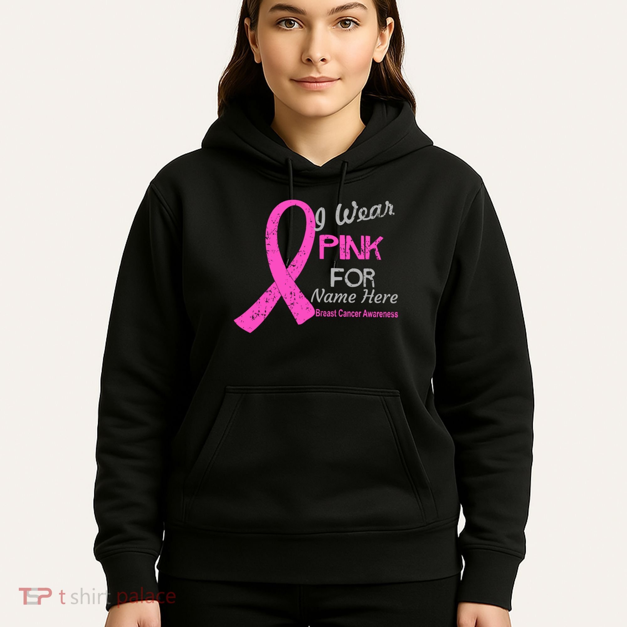 Personalize I Wear Pink For My Custom Breast Cancer Hoodie