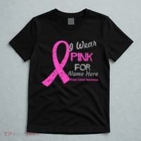 Personalize I Wear Pink For My Custom Breast Cancer T-Shirt thumb 5