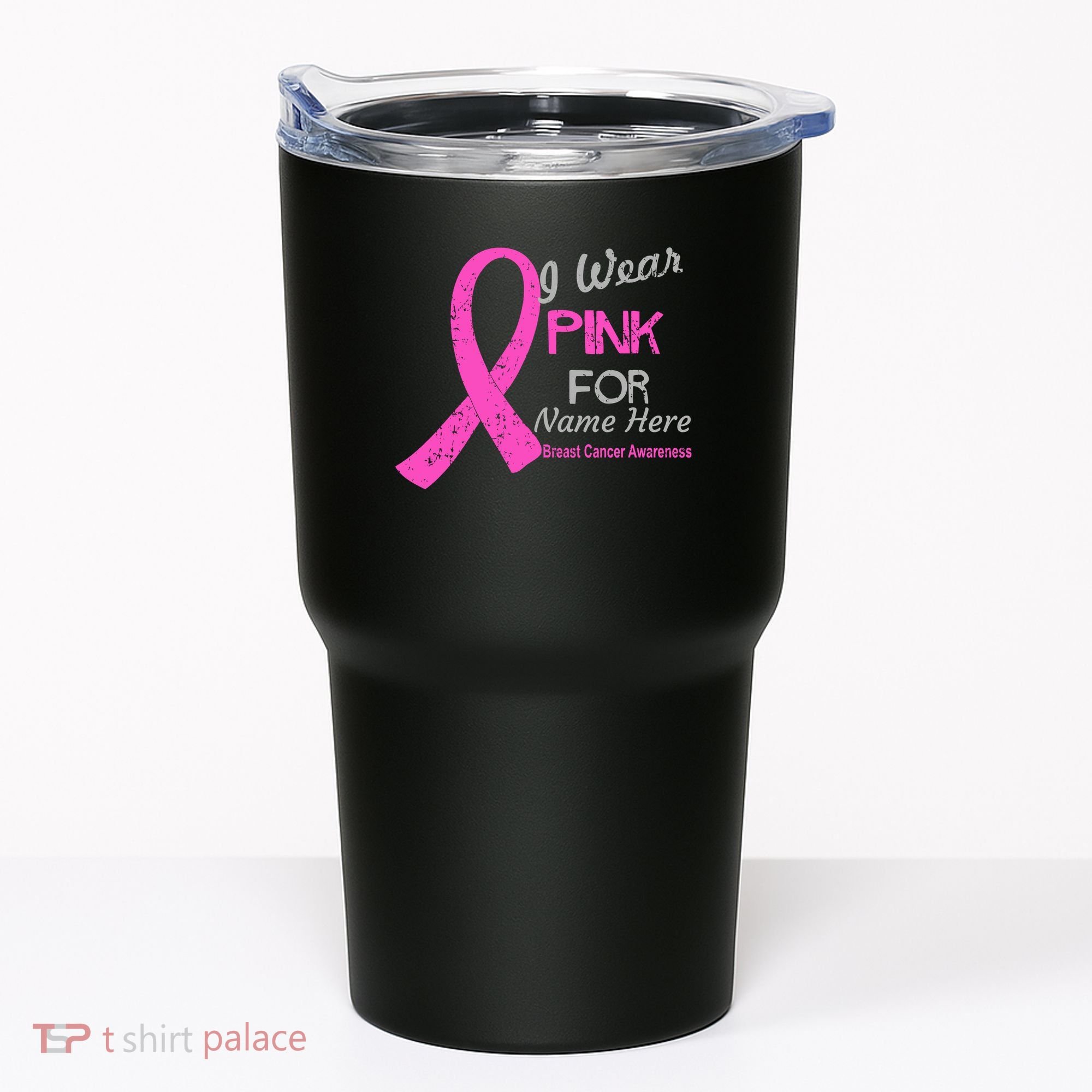 Personalize I Wear Pink For My Custom Breast Cancer Tumbler