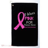 Personalize I Wear Pink For My Custom Breast Cancer Golf Towel thumb 0