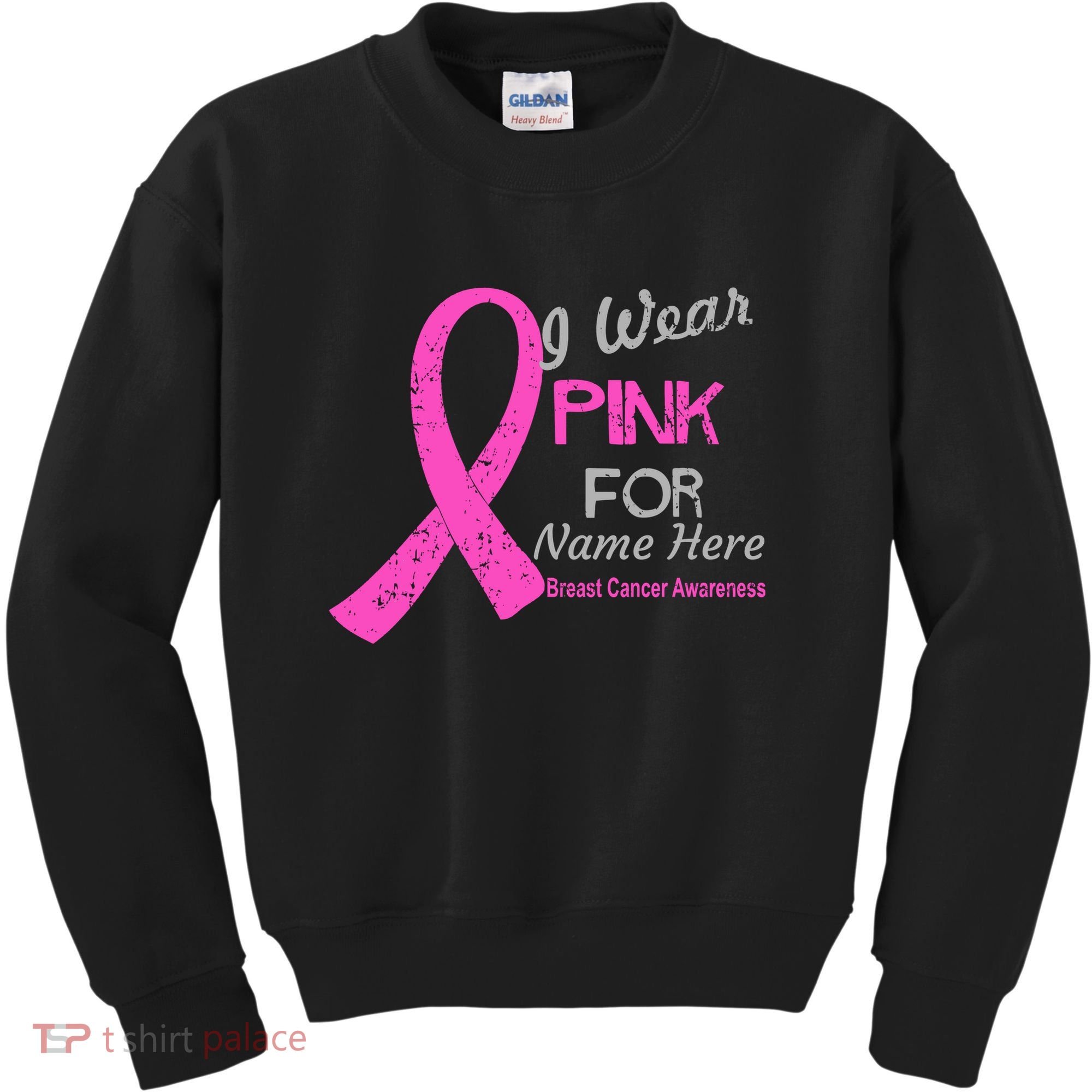 Personalize I Wear Pink For My Custom Breast Cancer Kids Sweatshirt