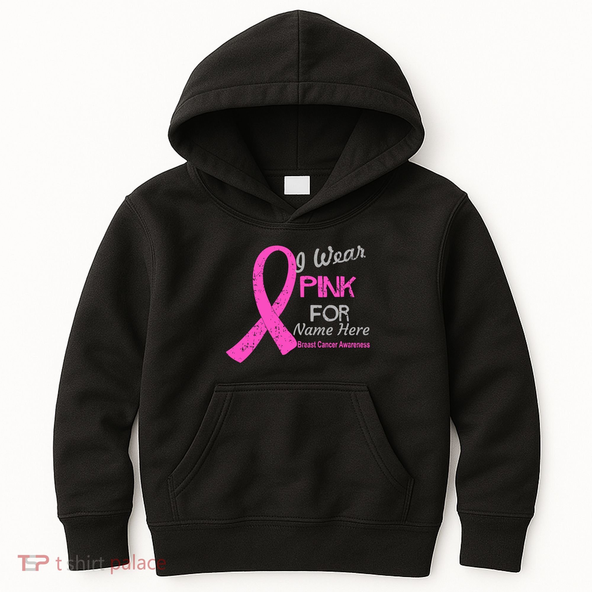 Personalize I Wear Pink For My Custom Breast Cancer Kids Hoodie
