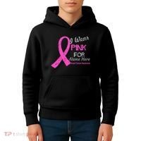 Personalize I Wear Pink For My Custom Breast Cancer Kids Hoodie thumb 4