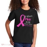 Personalize I Wear Pink For My Custom Breast Cancer Kids T-Shirt thumb 2