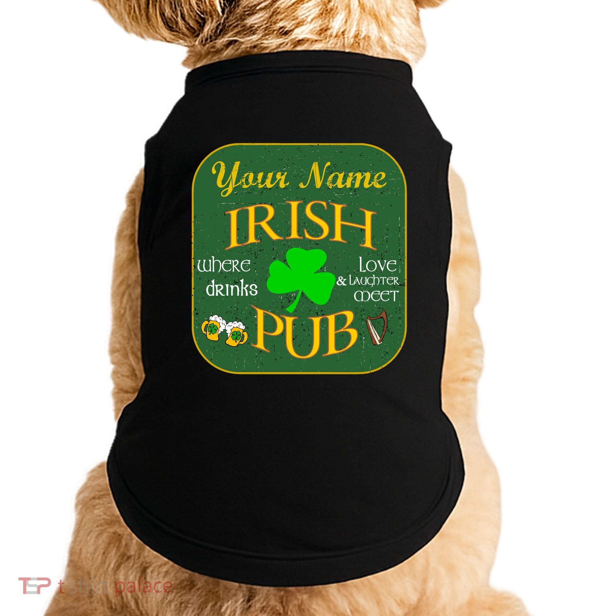 Personalize Irish Pub St Patricks Day Custom Doggie Tank