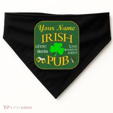 Personalize Irish Pub St Patricks Day Custom USA-Made Doggie Bandana