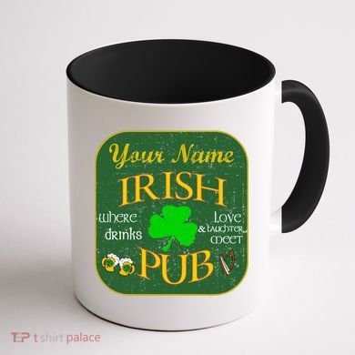 Personalize Irish Pub St Patricks Day Custom Coffee Mug back