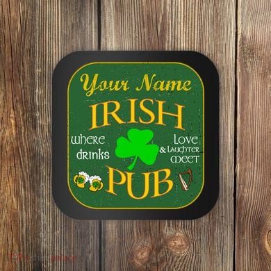 Personalize Irish Pub St Patricks Day Custom Coaster