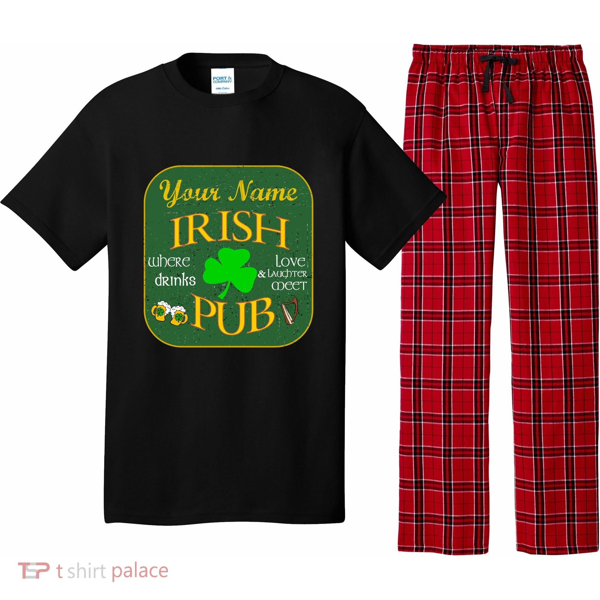 Personalize Irish Pub St Patricks Day Custom Pajama Set