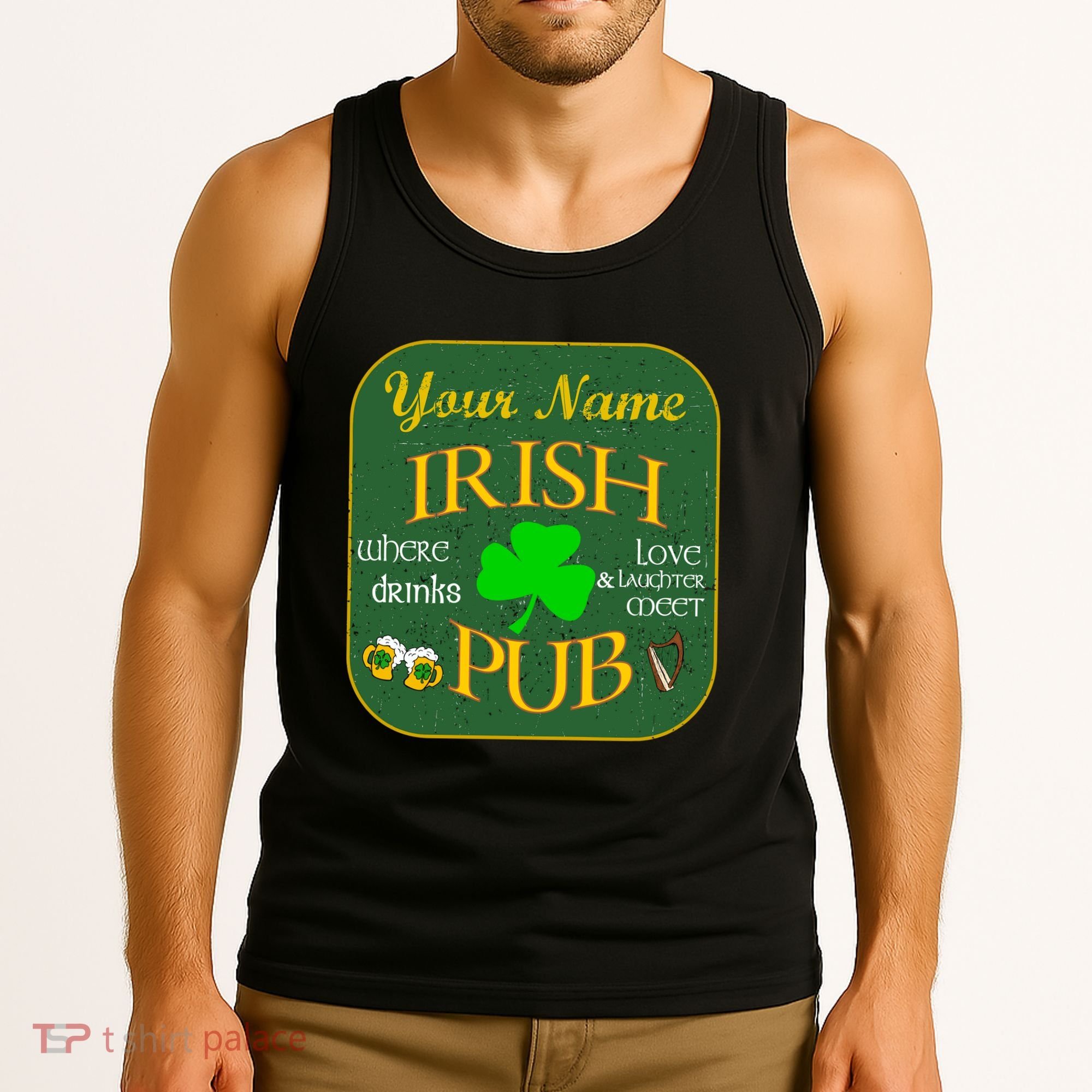Personalize Irish Pub St Patricks Day Custom Tank Top