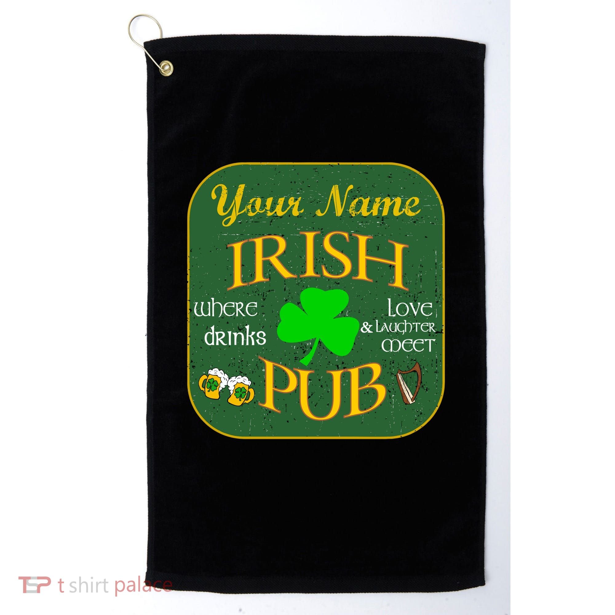 Personalize Irish Pub St Patricks Day Custom Golf Towel