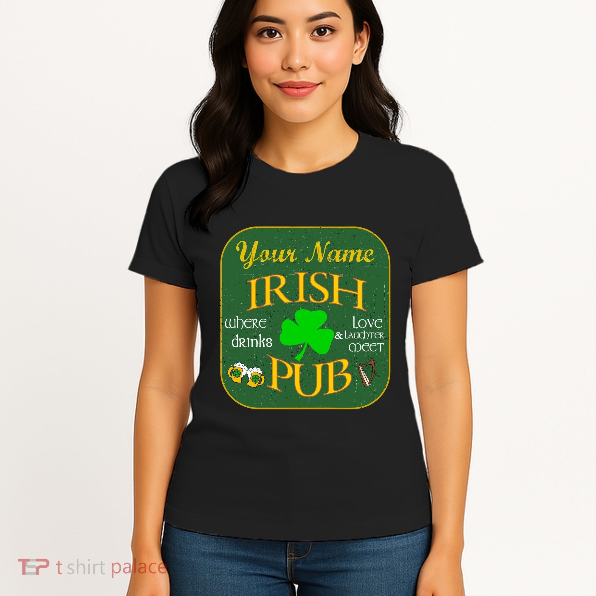 Personalize Irish Pub St Patricks Day Custom Women's T-Shirt