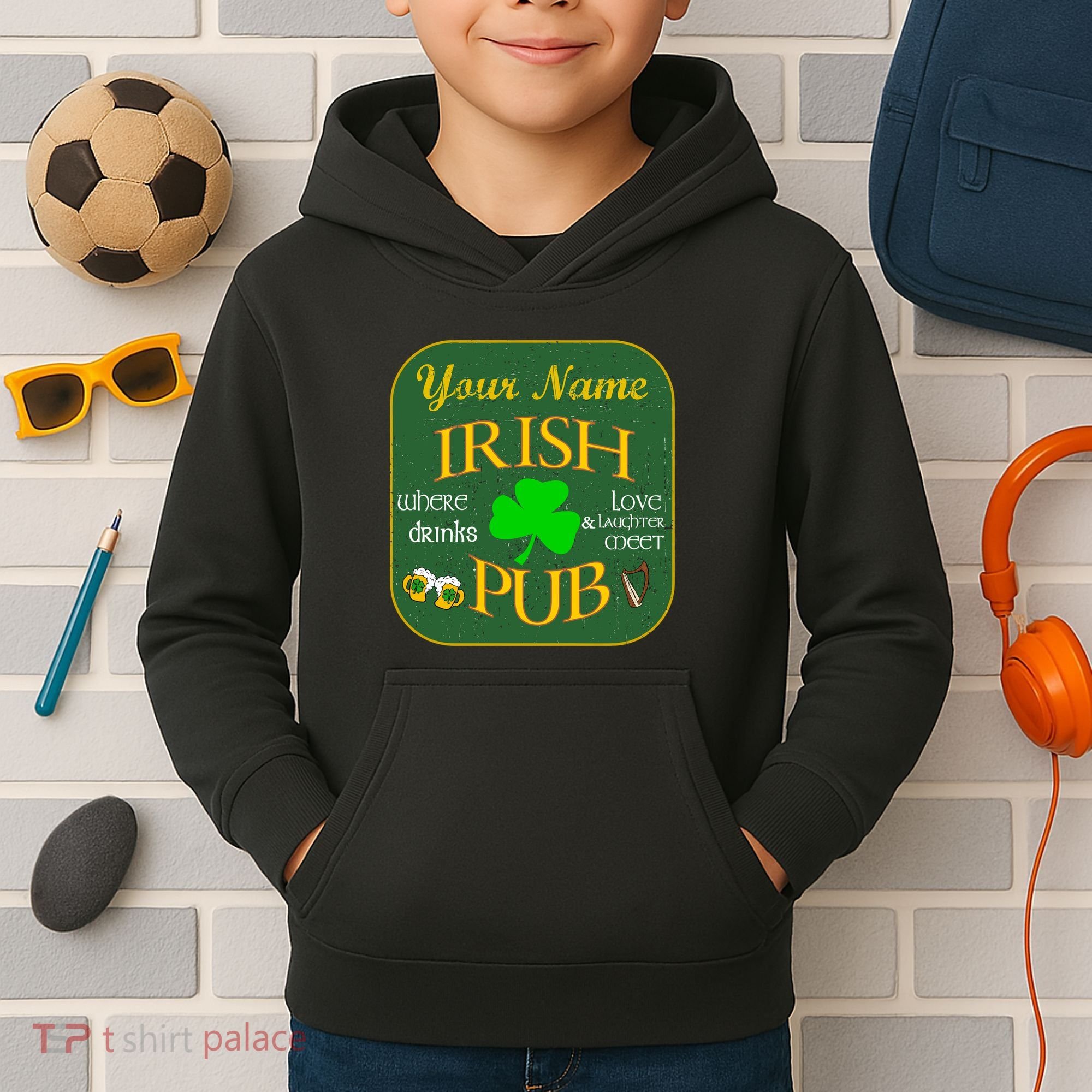 Personalize Irish Pub St Patricks Day Custom Kids Hoodie