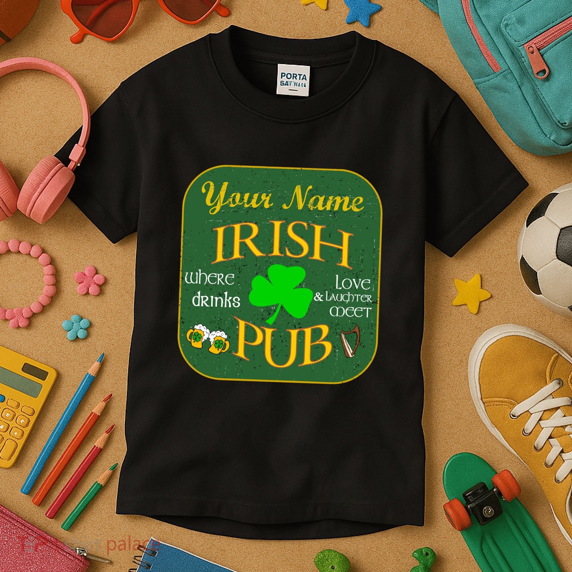 Personalize Irish Pub St Patricks Day Custom Kids T-Shirt