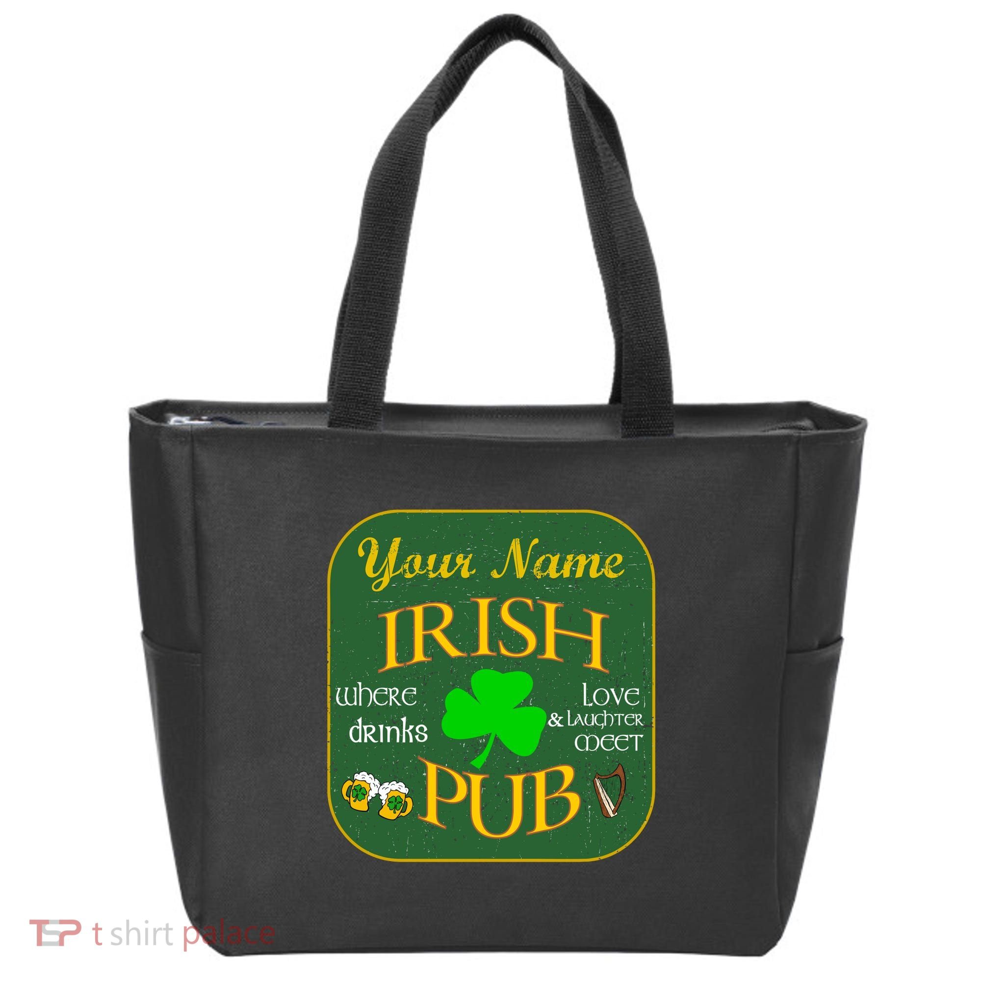 Personalize Irish Pub St Patricks Day Custom Tote Bag
