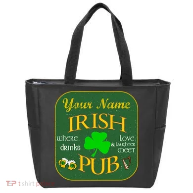 Personalize Irish Pub St Patricks Day Custom Tote Bag
