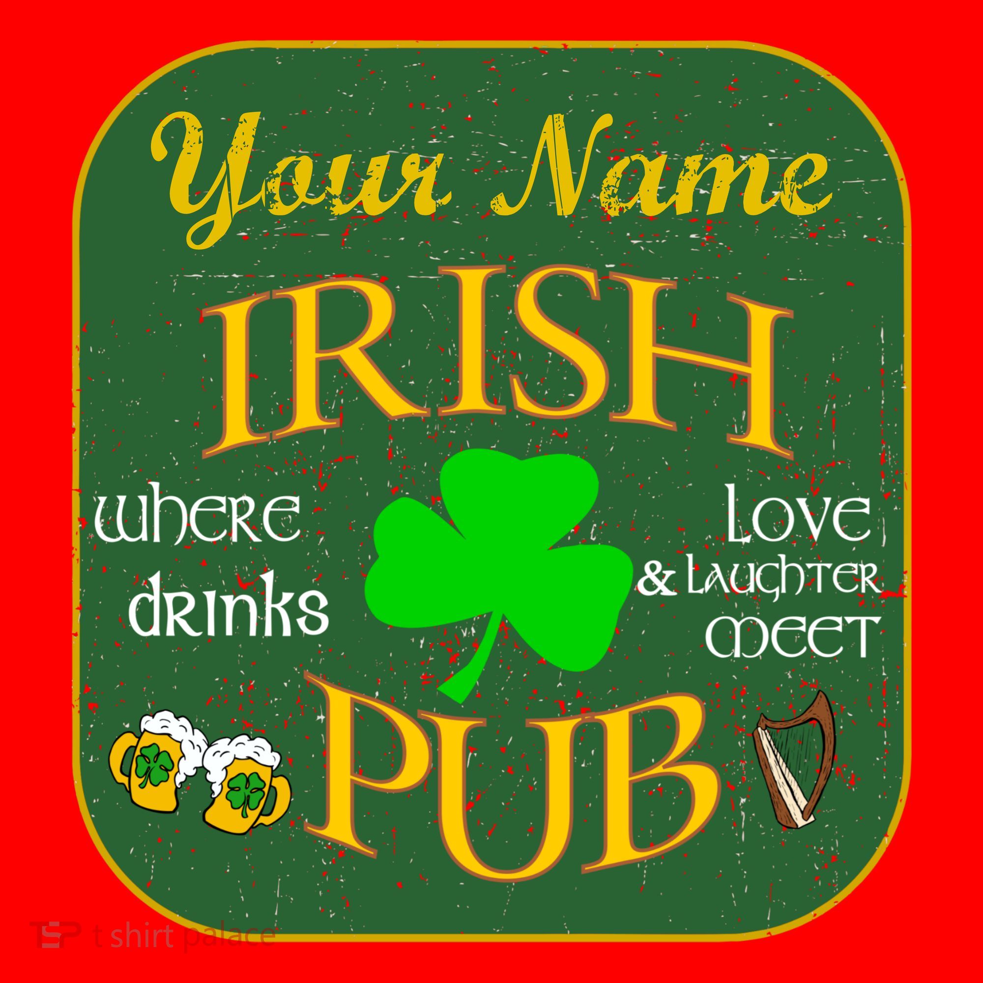 Personalize Irish Pub St Patricks Day Custom Santa Hat