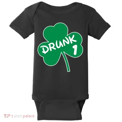 Personalize St Patricks Day Matching Custom Drunk Baby Bodysuit