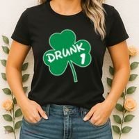 Personalize St Patricks Day Matching Custom Drunk Women's T-Shirt thumb 2