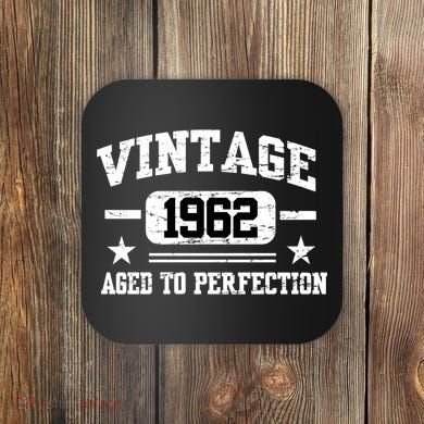 Personalize Vintage Birthday Age To Perfection Custom Year Coaster