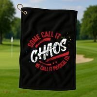 P E School Gift Physical Education Teacher Gift Chaos Gift Golf Towel thumb 1