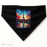 Paris Eiffel Tower I Love Paris Souvenir France USA-Made Doggie Bandana thumb 0