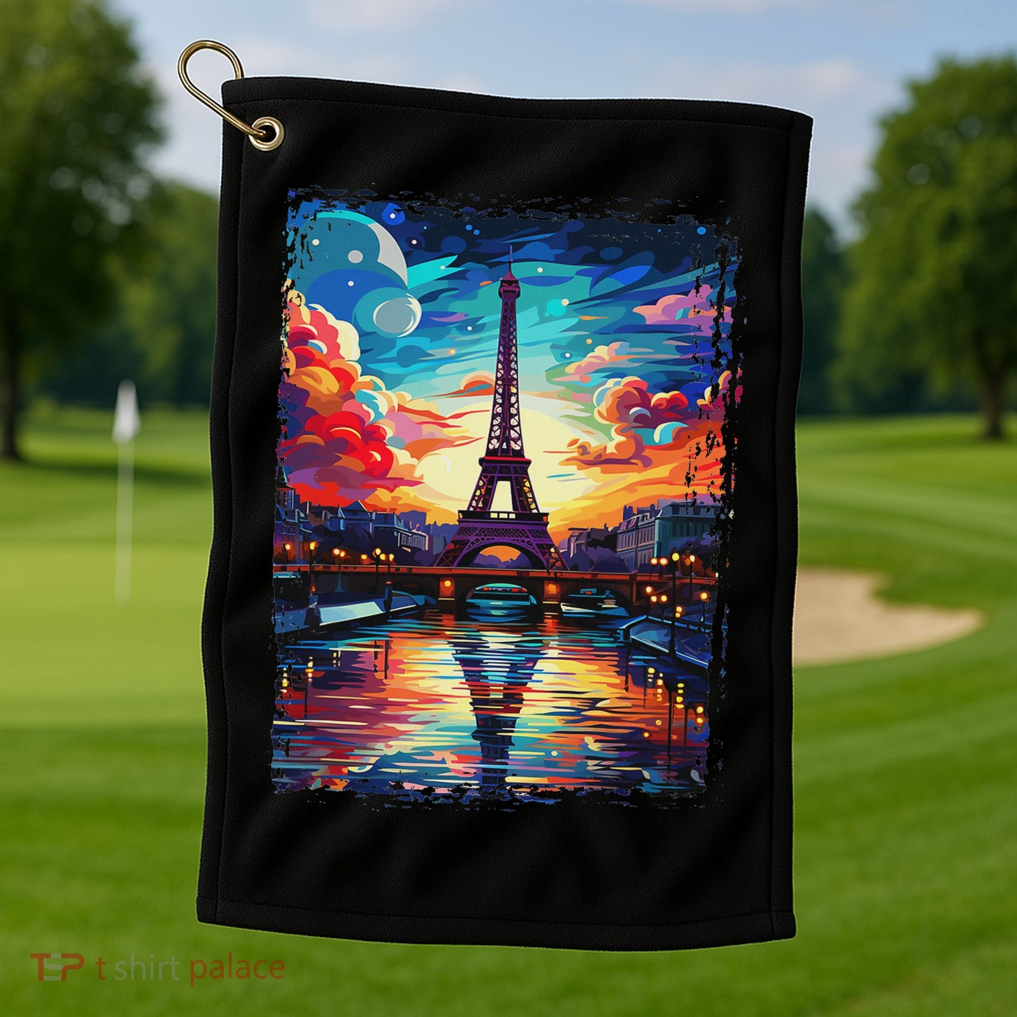 Paris Eiffel Tower I Love Paris Souvenir France Golf Towel