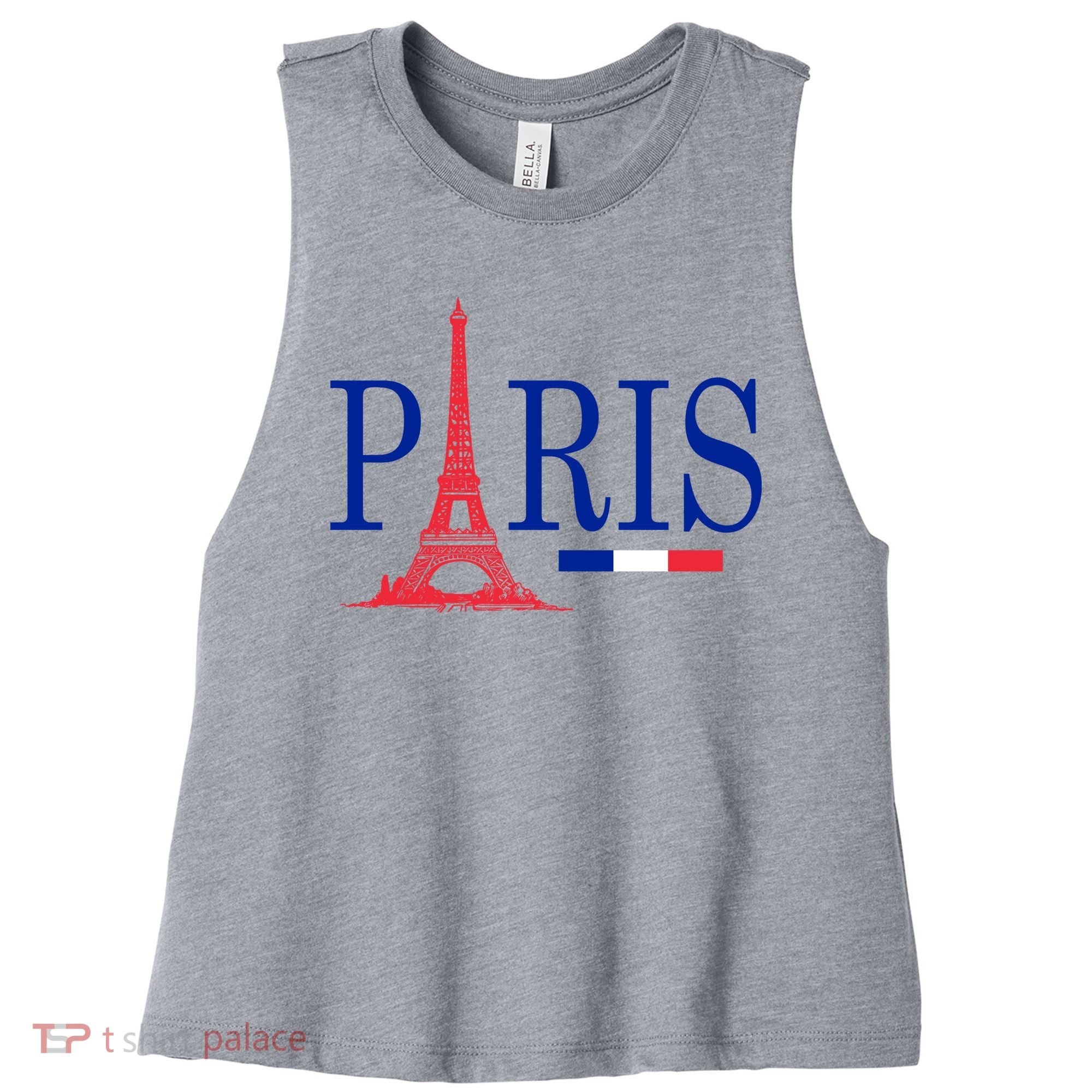 Paris Eiffel Tower Logo Women's Racerback Cropped Tank