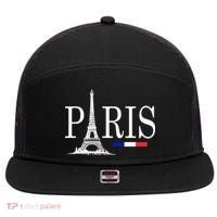 Paris Eiffel Tower Logo 7 Panel Mesh Trucker Snapback Hat thumb 0