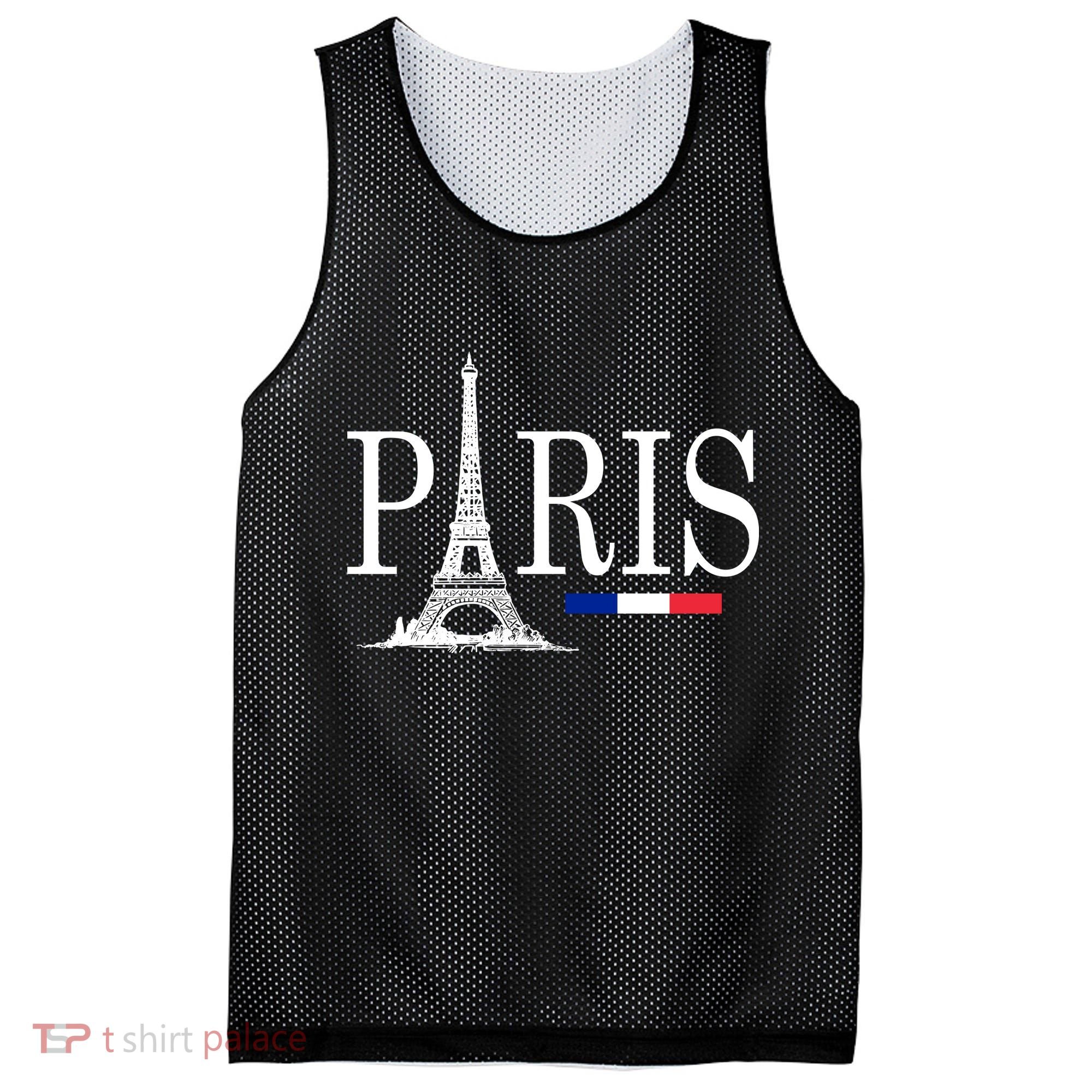 Paris Eiffel Tower Logo Mesh Reversible Basketball Jersey Tank