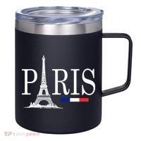 Paris Eiffel Tower Logo 12oz Stainless Steel Coffee Mug thumb 0