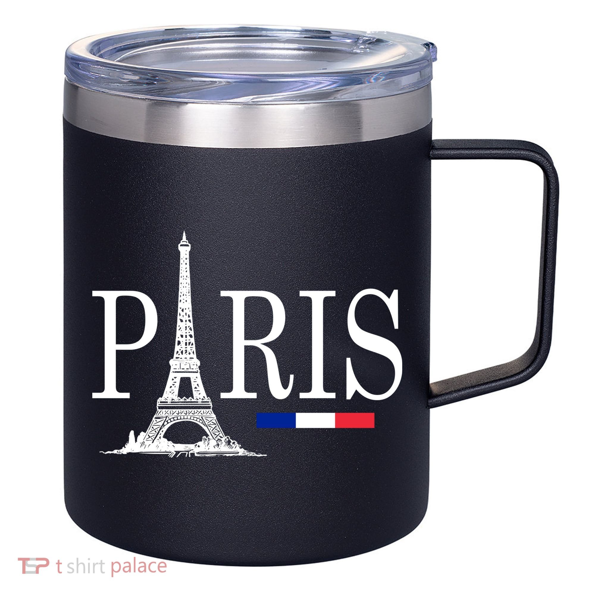 Paris Eiffel Tower Logo 12oz Stainless Steel Coffee Mug